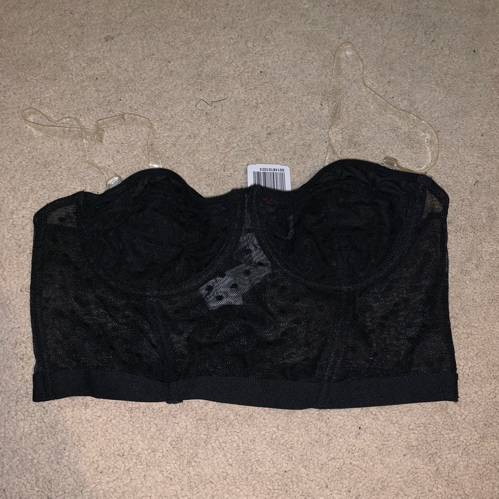 Forever 21 Black Mesh polka dot top size large
